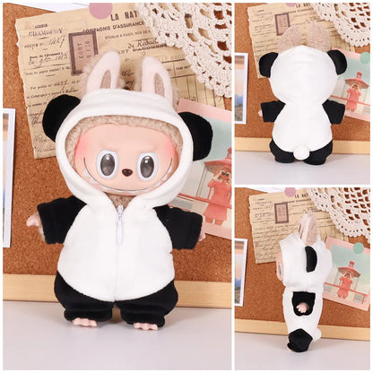 13cm Labubu Doll Clothes — 6-Piece Dinosaur Animal Outfit with Hat