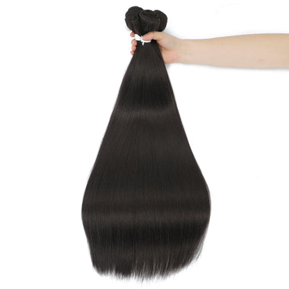 26" Ombre Straight Synthetic Hair Extensions – Smooth Weaving, Full Blue Hair Bundles from Root to End