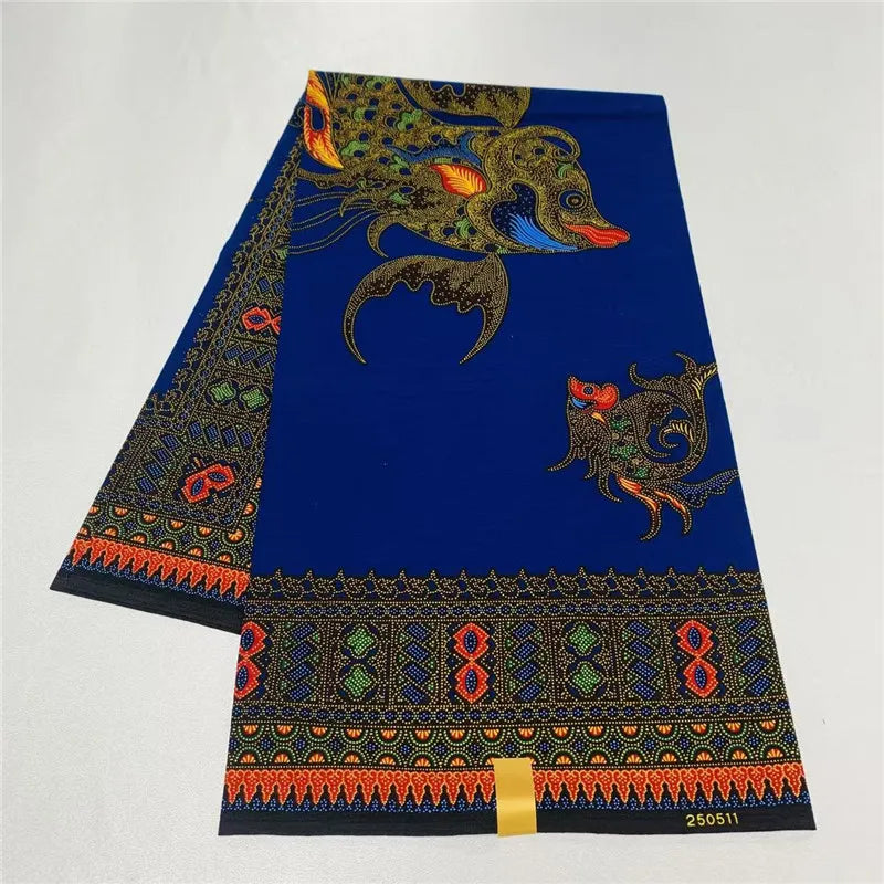 6 Yards African Real Wax Fabric - 100% Cotton Original Ankara Print for Party Dresses K121901