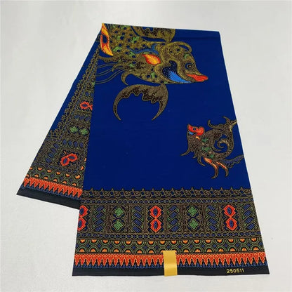 6 Yards African Real Wax Fabric - 100% Cotton Original Ankara Print for Party Dresses K121901