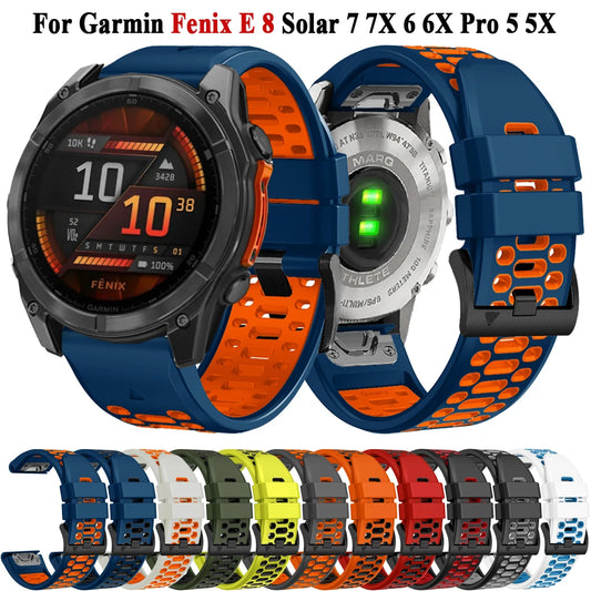 Outdoor Sports Silicone Watch Band 22mm/26mm for Garmin Fenix 5 6 7 8 Series, Tactix, Mk2, Enduro – QuickFit Replacement Strap