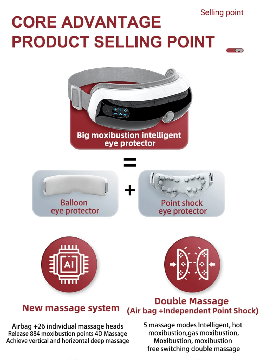 Electric Eye Massager – Vibration & Hot Compress with Air Bag for Dark Circles, Fatigue & Eye Care