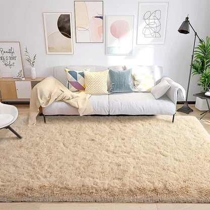 Silk Wool Plush Area Rug – Soft Fluffy Velvet Carpet for Living Room, Bedroom, Kids Room, Non-Slip Home Decor