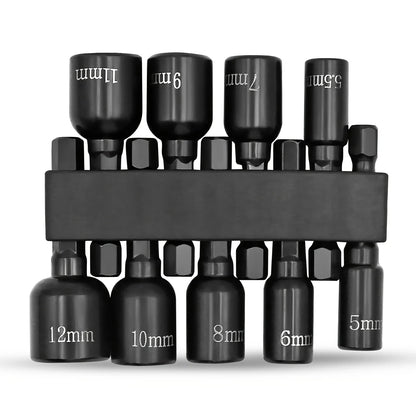 9Pcs Metric Nut Driver Set – 1/4” Hex Socket Drill Bits & Chuck Adapter Set for Electronics & Precision Tool Work