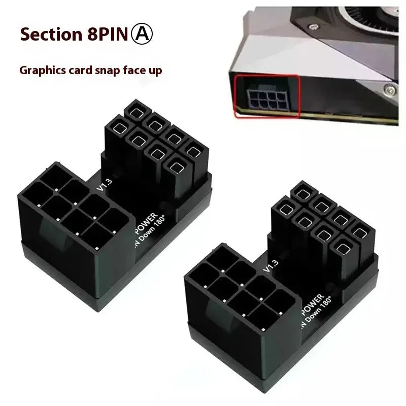 180° Rotating PCIe GPU Power Adapter Connector 6Pin/8Pin LDPCSJ Graphics Card PSU Elbow Steering Cable Adapter