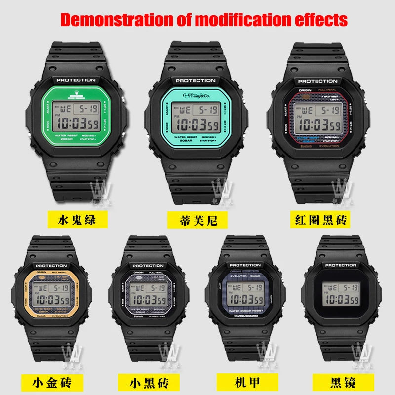 7-Color Tempered Glass Screen Protector for Casio G-Shock DW-5600, DW-5635 & GW-B5600 - Watch Face Protective Film