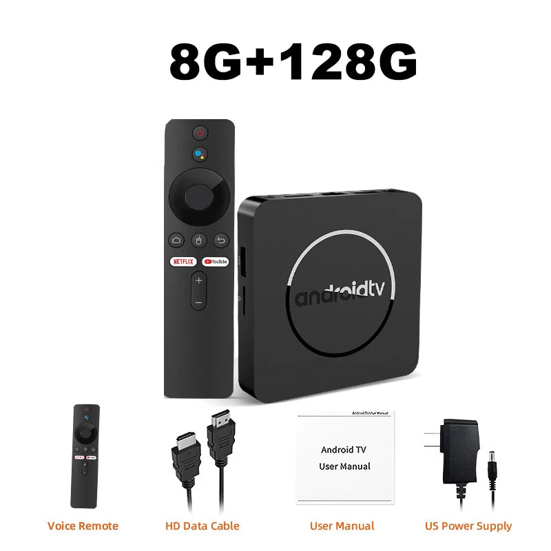 Q10 Android 14 8K Smart TV Box – Allwinner H313, 128GB, Dual WiFi, BT5.0, HDR10+ Media Player with Google Voice Assistant