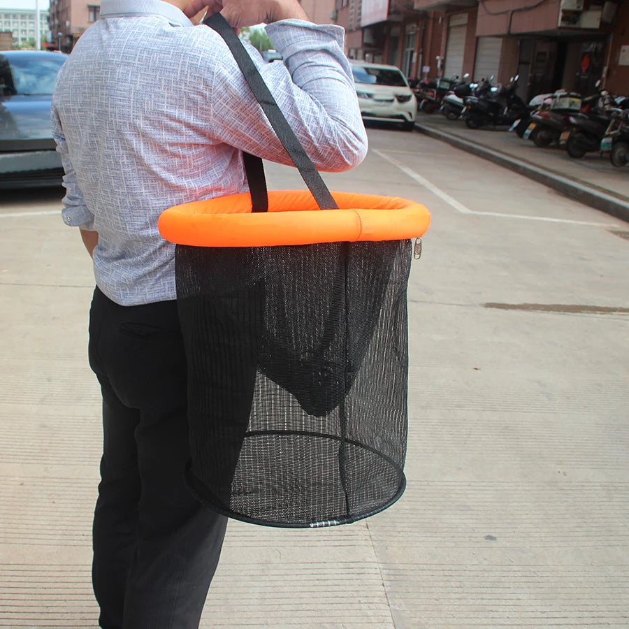 Floating Collapsible Fishing Bait Basket – Durable Mesh Live Fish Keeper Net Cage