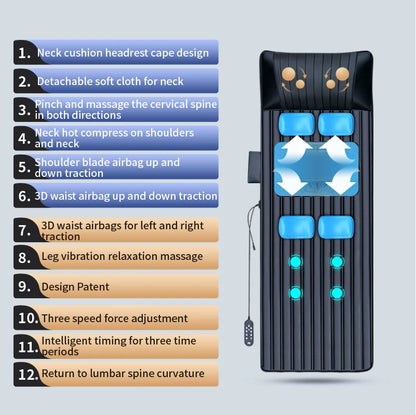 Upgraded Large Area Heated Neck Massager – Vibration Airbag Full Body Massage Mat with Lumbar Traction and Remote Control