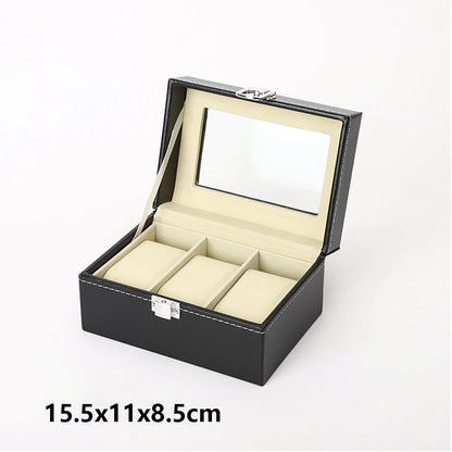 PU Leather Watch Organizer Box — Travel & Display Case Tray for Women’s Watch Collection Storage