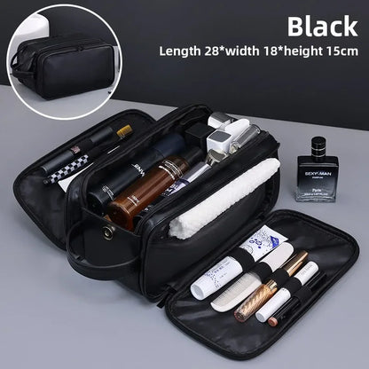 Multi-Pocket Waterproof PU Toiletry Bag – Hanging Travel Makeup & Cosmetic Organizer for Men & Women Essentials Wash Bag