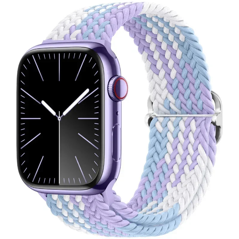 Braided Nylon Apple Watch Band – Adjustable Sport Strap Compatible with Ultra 2, Series 10/9/8/7/6/SE (40–49mm) Wrist Bracelet