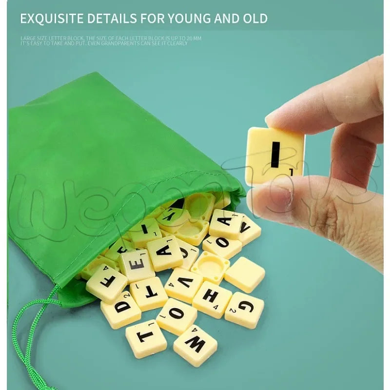 2–4 Player English Spelling Board Game – Alphabet Scrabble Puzzle & Word Chess Educational Toy Set, Travel-Friendly Learning Game for Kids & Family