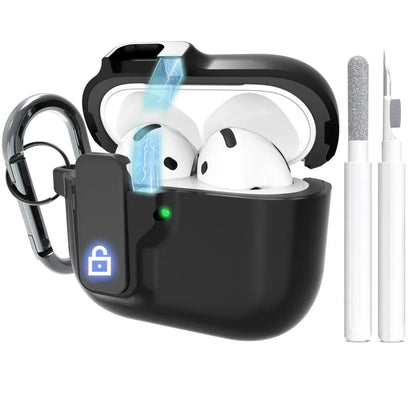 Safety Lock Shockproof Case for AirPods 4 – Protective Wireless Earbuds Case with Cleaning Kit