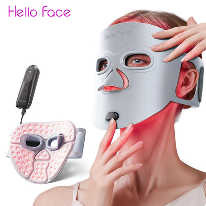 Hello Face M500S LED Red Light Therapy Mask - Wireless Portable PDT Facial Device with Red and Near-Infrared Light Therapy