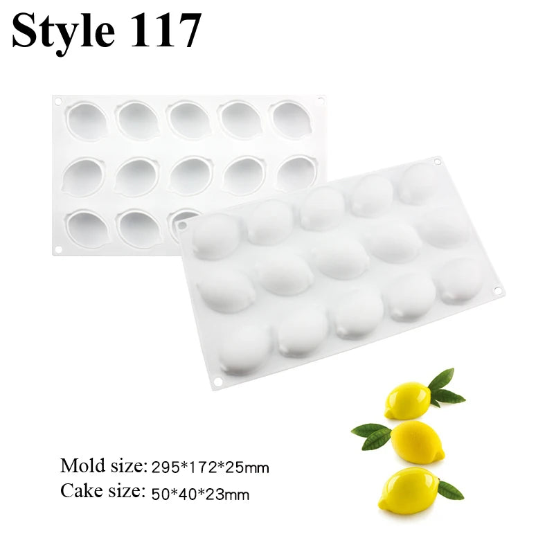 SHENHONG Silicone Fruit Mousse Cake Molds – Orange, Apple, Pear, Mango, Strawberry & Durian Dessert Decorating Tools