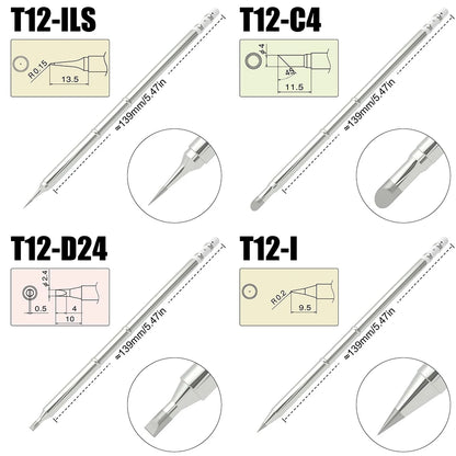T12 Soldering Iron Tips - Universal Replacement Tips for Hakko FX951 FX-950 Welding Stations