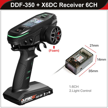 DUMBORC 2.4G 10CH Digital Radio Remote Controller – DDF-350 Transmitter with Receiver for RC Car, Boat, Tank, LCD FHSS System