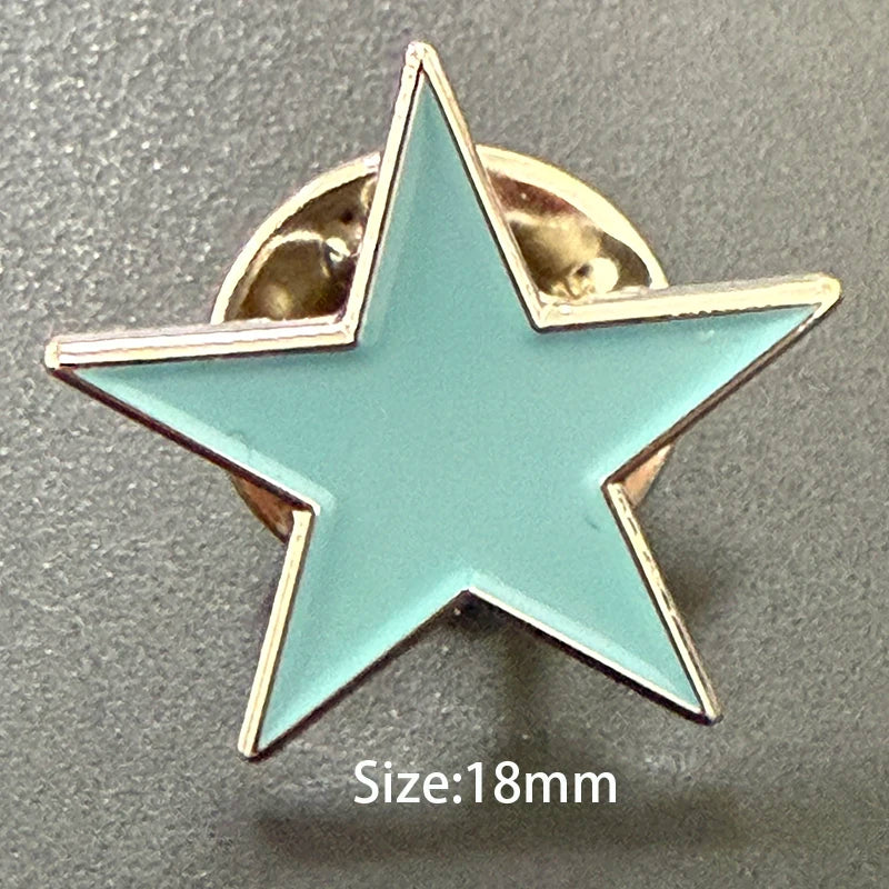 Baby Blue Metal Star Lapel Pin Brooch – Colorful Enamel Star Badge Accessories for Jackets, Bags & Fashion Outfit Decor