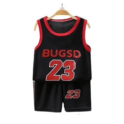 Children’s Summer Sleeveless T-Shirt and Shorts Set — Quick-Dry Sports Tank Top Outfit for Boys Basketball Training
