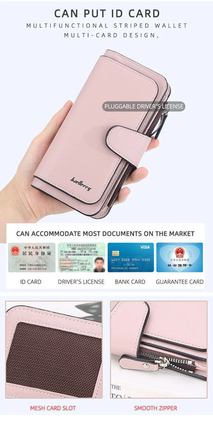 2024 Women’s Long Wallet – Custom Name Engraving, 15 Card Holders & Zippered Classic Purse