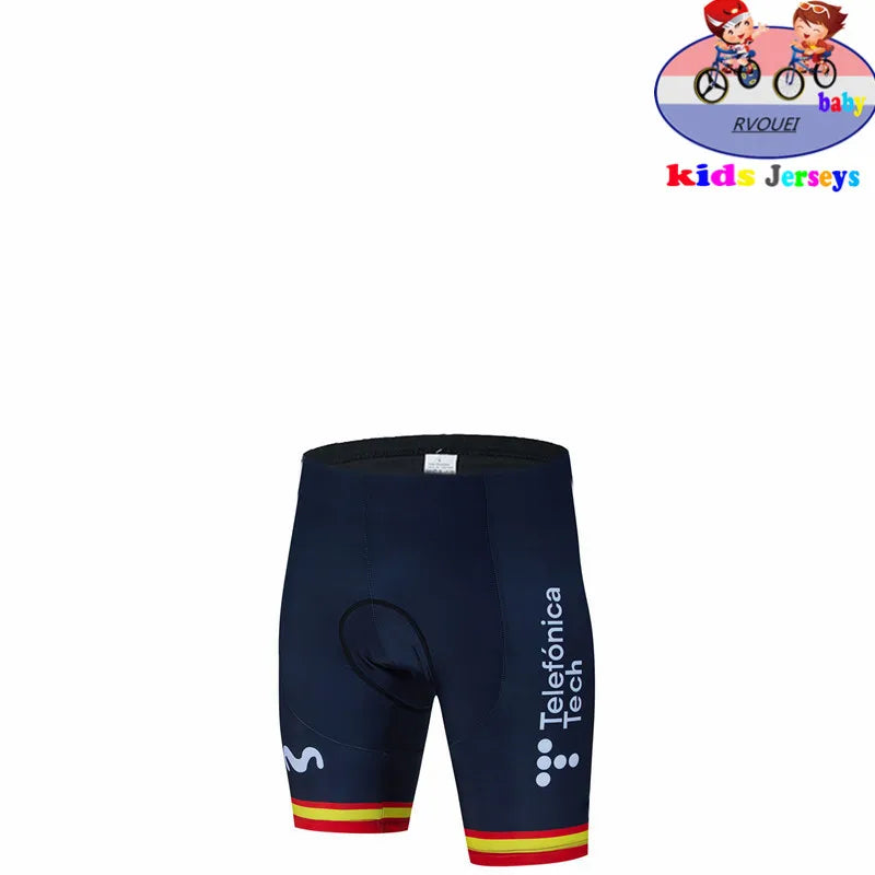 Kids Cycling Jersey Set - Baby Movistar Team Style Road Bike Shirt and Pants Suit for Boys and Girls MTB Riding
