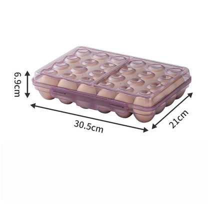 Stackable Egg Storage Box - 6/15/24 Grid Anti-Collision Egg Holder with Durable Multi-Layer Refrigerator Organizer