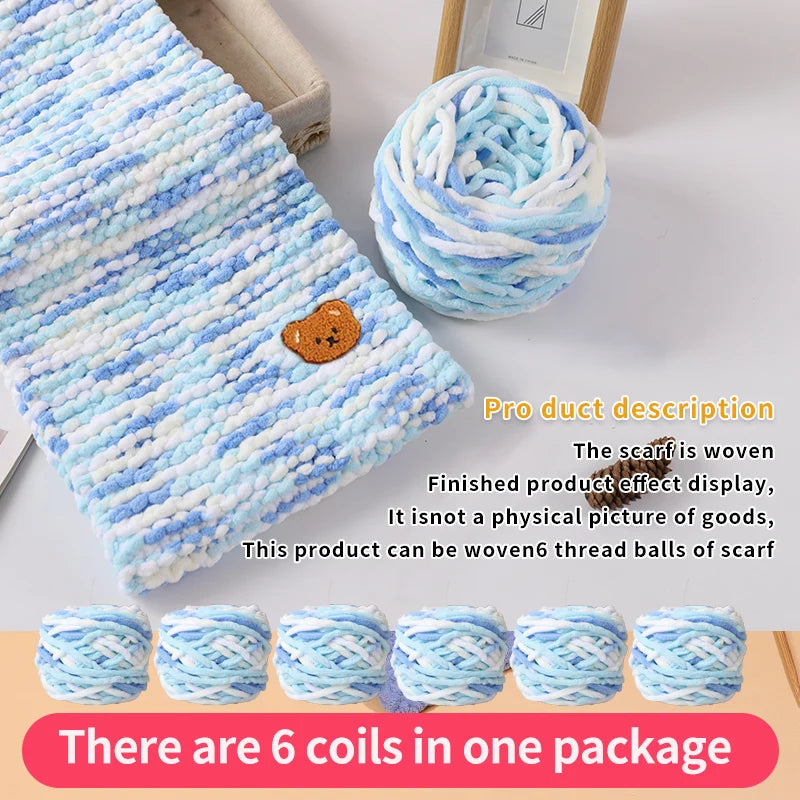 6 Yarn Balls + Teddy Bear DIY Craft Kit – Handmade Thick Woven Scarf Thread Set for Knitting, Jewelry & Creative Gift Making