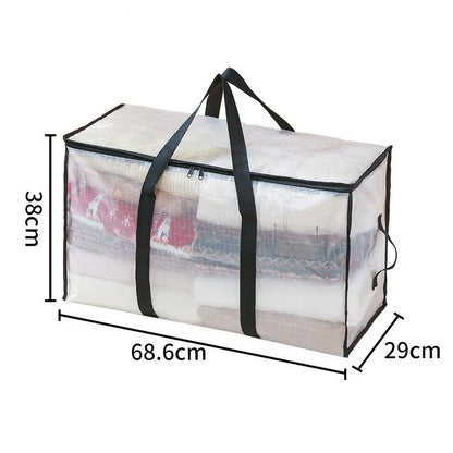 Transparent Storage Bag – Large Capacity Waterproof & Moisture-Proof Cotton Quilt and Clothing Moving Organizer Bag