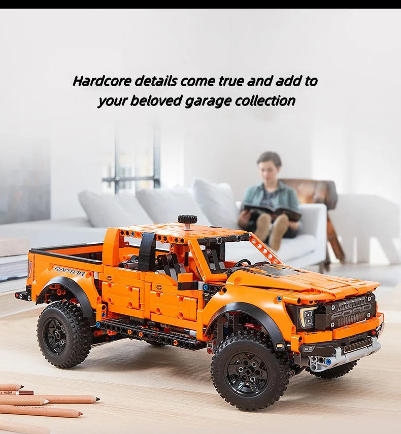 New 1379PCS Ford Raptors F150 Pickup Truck Building Blocks – Technical Sports Car Model Bricks for Kids Racing Vehicle Toy Gifts
