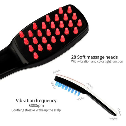 CkeyiN 3-in-1 Phototherapy LED Massage Comb - Vibrating Head Massager Brush for Rechargeable Scalp, Anti Hair Loss, Hair Growth Relief
