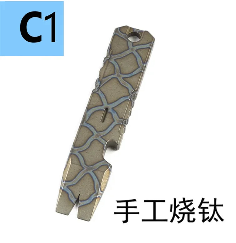 Titanium Alloy Multifunction EDC Tool – Wrench, Pry Bar, Bottle Opener & Screwdriver for Outdoor Use