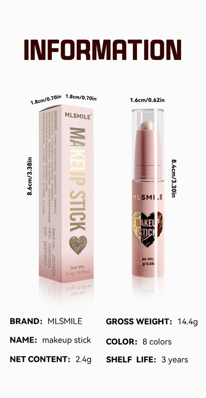 MLSMILE 8-Color High Gloss Pearl Contouring Stick – Face Brightening & 3D Shadow Sculpting Pen