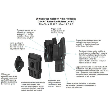 360° Rotating Tactical Holster - Universal Pistol Holder for Sig P320 SP2022 P226 Beretta PX4 Glock 17 19 23