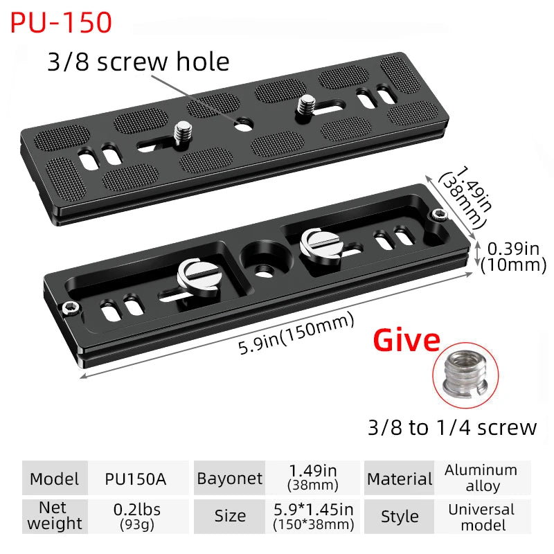 BEXIN Universal Aluminum Alloy Quick Release Plate – 1/4" Screw Tripod Mount Adapter for Arca Swiss & Benro Ball Head Cameras