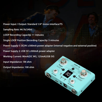 M-VAVE LOST TEMPO Effect Pedal – 2 in 1 Drum & Looper Mini Pedal with Double Footswitch, Drum Machine Pedal