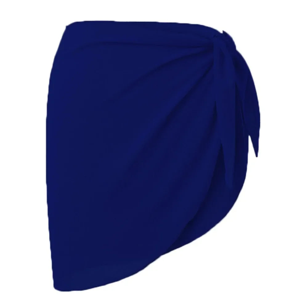 Women's Summer Sheer Sarong Cover-Up - Solid Chiffon Bikini Wrap Beach Skirt