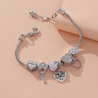 Fashion Multi-Element Rose Love Swan Family Bracelet – Daily Jewelry Accessory for Parties & Gifts