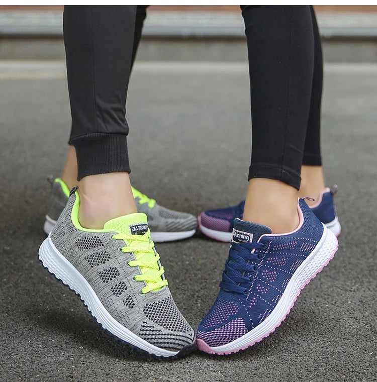 Women's Lightweight Lace-Up Flats – Fashionable Round Toe Nurse Sneakers, Comfortable Walking Shoes, Plus Size Available