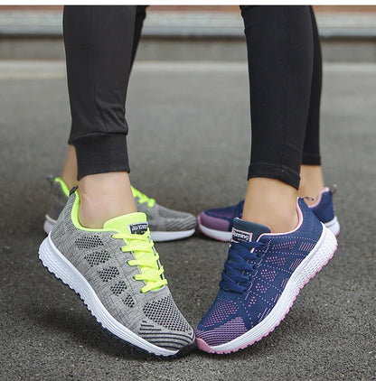 Women's Lightweight Lace-Up Flats – Fashionable Round Toe Nurse Sneakers, Comfortable Walking Shoes, Plus Size Available