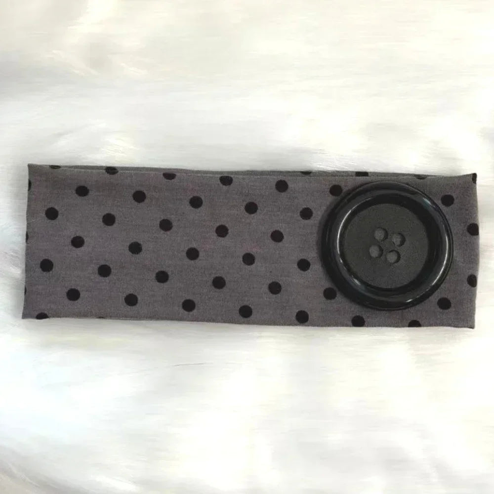 Y2K Vintage Polka Dot Headband - Trendy Button Hairband for Women, Cute Casual, Sports, and Yoga Accessories