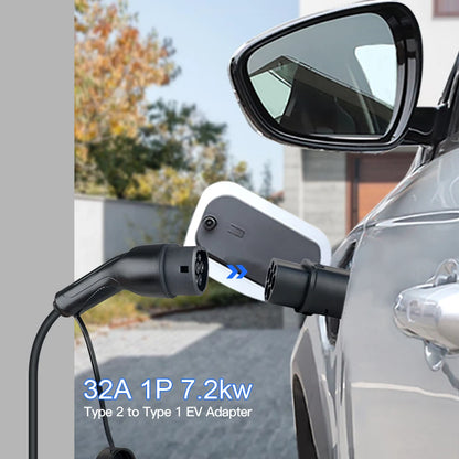 Kolanky Type2 to Type1 EV Charger Adapter – IEC 62196, 16A/32A J1772 Converter for Electric Vehicle Charging Connector