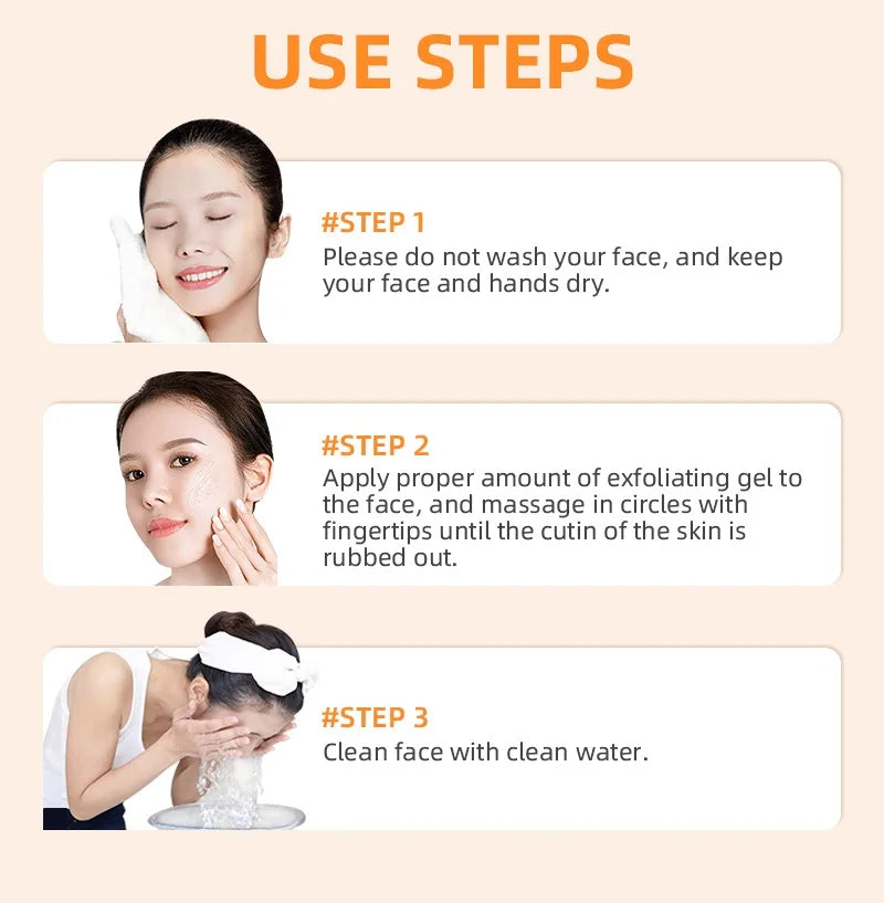 Orange Exfoliating Gel — Dead Skin Spot Remover, Brightening Peeling Scrub with Hydrating Moisturizer, 50g Korean Skin Care
