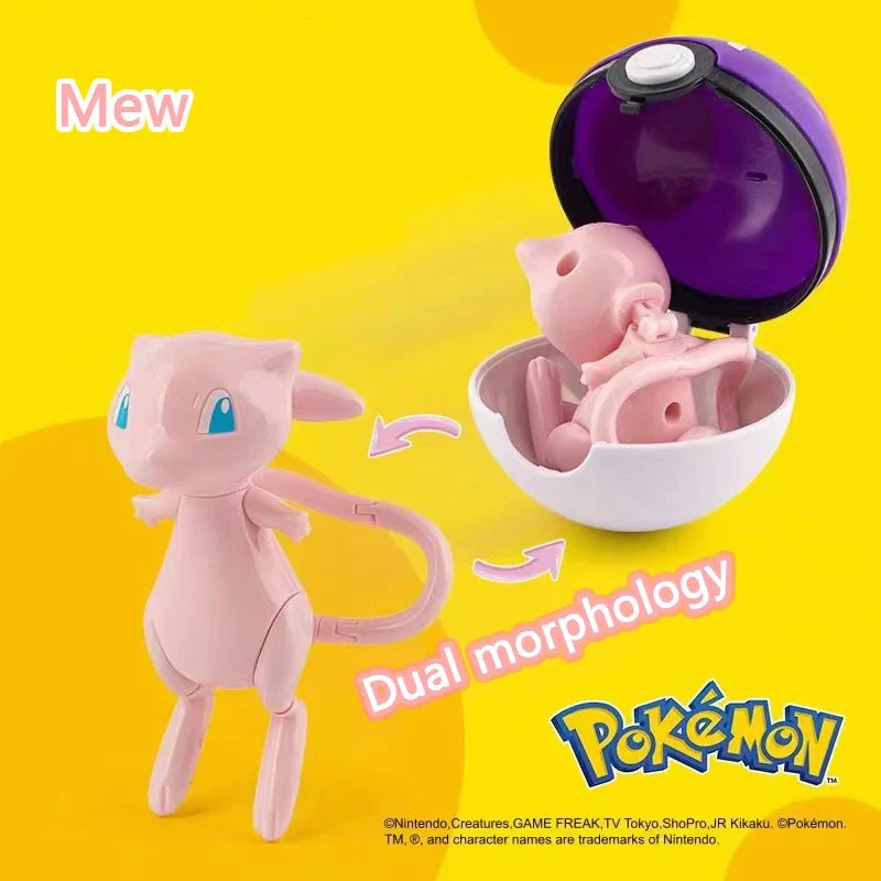 New Pokémon Action Figures – Pikachu, Charizard & Greninja Pocket Monster Poké Ball Deformation Toys for Kids Birthday Gifts