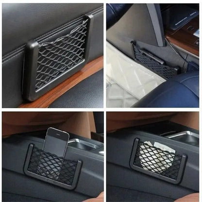 Car Seat Side Storage Bag - Elastic Mesh Pocket Organizer for Phone & Interior Accessories