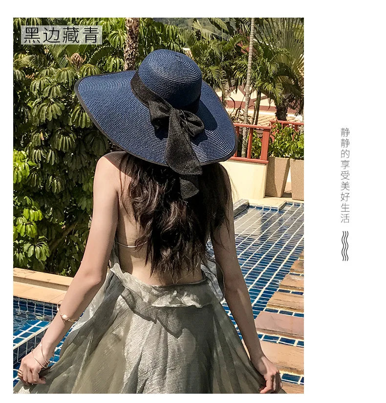 Women’s Foldable Summer Straw Hat – Beach & Travel Sun Visor with UV Protection, Bucket Cap Panama Style