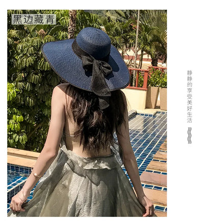 Women’s Foldable Summer Straw Hat – Beach & Travel Sun Visor with UV Protection, Bucket Cap Panama Style