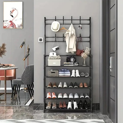 Entryway Clothes Hanger and Shoe Rack – Multi-Purpose Storage for Shoes, Jackets, Hats, Bags, and Umbrellas