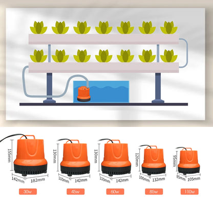 220V Submersible Water Pump - 30W–110W Bottom-Suction Silent Pump for Garden Water Features and Fish Tanks