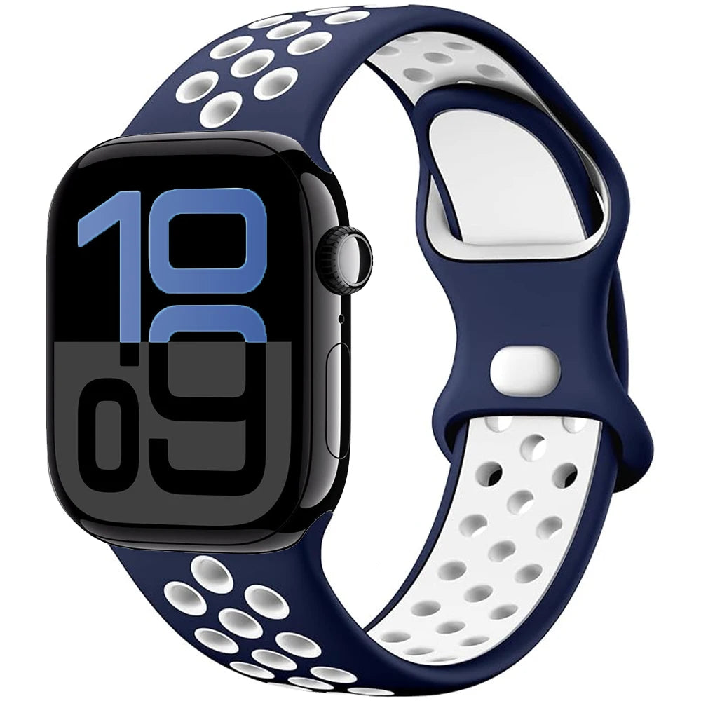 Silicone Apple Watch Strap - Breathable Wristband for Watch 11/10/9/8/7 Ultra 3/2 SE Series 49mm-41mm